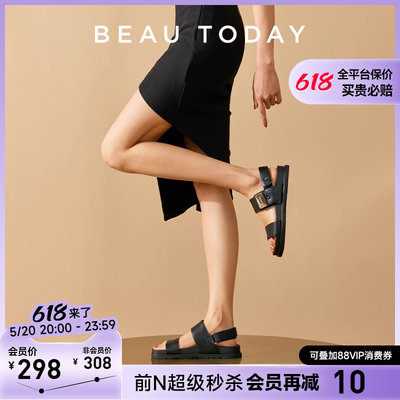 BeauToday一字带凉鞋休闲