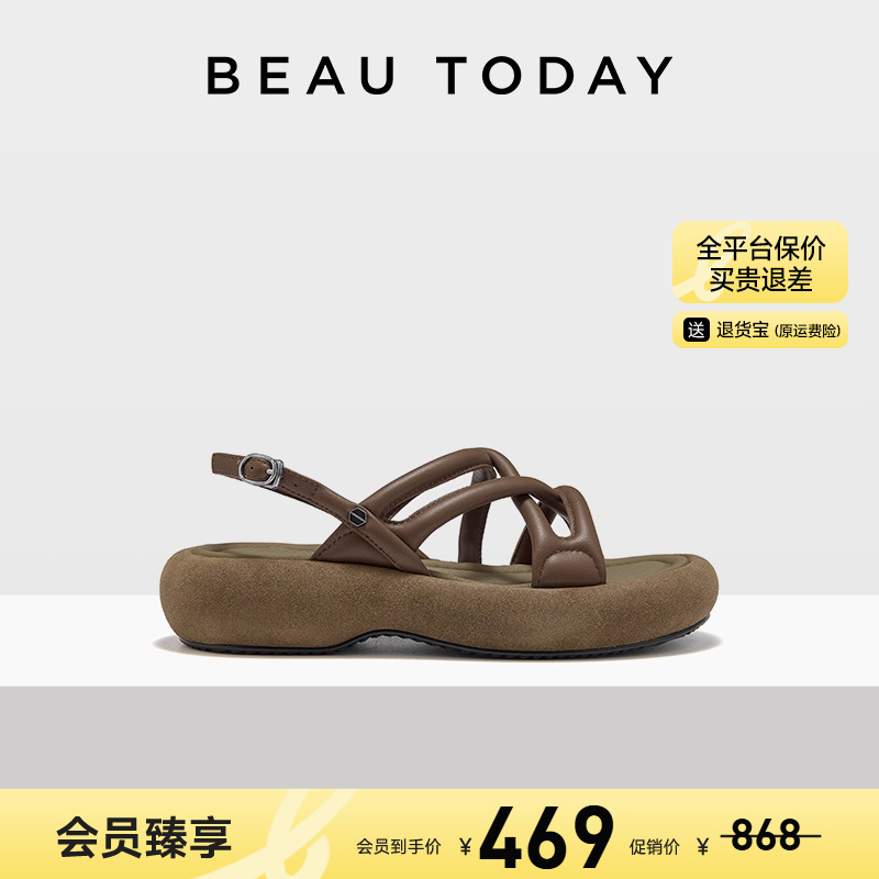 BeauToday厚底罗马凉鞋