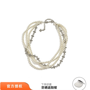 tokokkino 珍珠轨迹多层珍珠蝴蝶结花套链叠戴项链百搭 26春夏新款