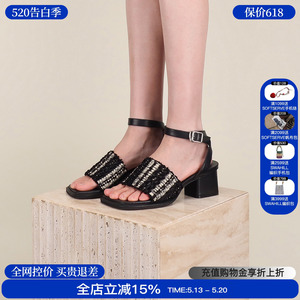 nomorelie直述黑色中跟凉鞋