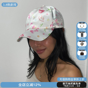 GRAPE 2026春夏新款印花缎面棒球帽大帽檐鸭舌帽圆顶遮阳帽子女