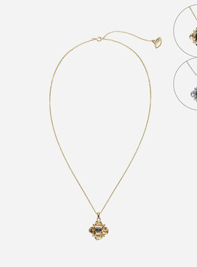 cotemp小花宝石项链鎏锁骨链