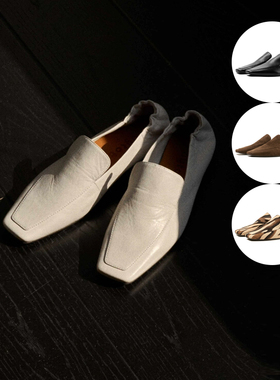 faytobe26新款乐福鞋方头法式一脚蹬单鞋小众复古气质低跟小皮鞋