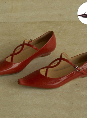 faytobe 26新款法式交叉带玛丽珍鞋尖头时尚女巫鞋气质浅口单鞋