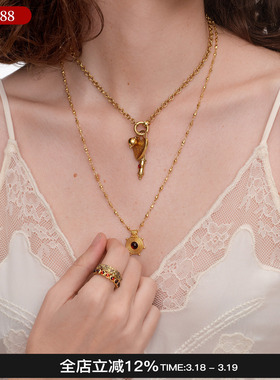 D'ACCORD罗马鎏金雕刻做旧项链