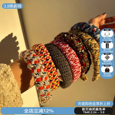 Sesaar 2026新款提花发箍彩色编织工艺粗花呢高颅顶头饰发卡发箍