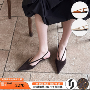 百搭鞋 cotemp 子M星店 纯色坡跟鞋 经典 26春夏新款 v字绑带尖头凉鞋