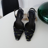 手工钉珠kirakira尖头高跟后空凉拖鞋 现货AFFLATUS3 2025新款 百搭