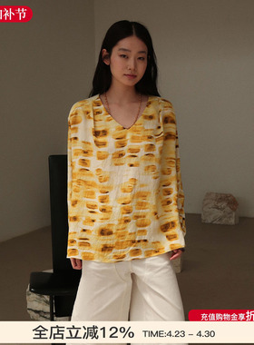 Sesaar赛萨 2026新款Lira利拉衬衫日本V领宽松夏季黄色廓形上衣