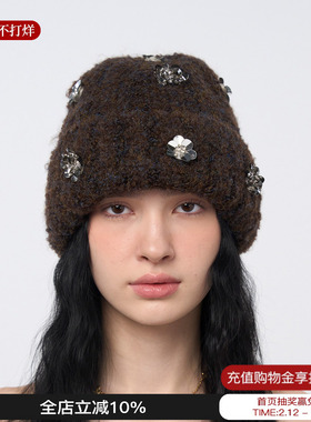 Blingkolio不另可 25新款钩针小花毛线帽大头围帽子M星店