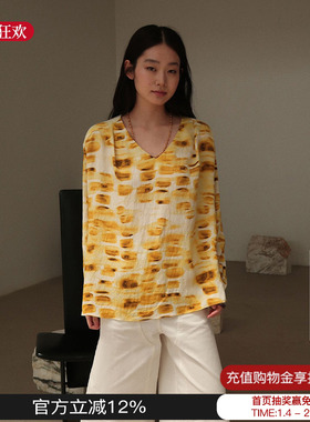 Sesaar赛萨 2025新款Lira利拉衬衫日本V领宽松夏季黄色廓形上衣