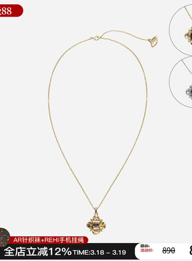 cotemp小花宝石项链鎏锁骨链