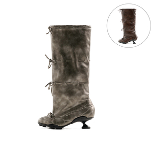 芭蕾绑带套靴蝴蝶结系带长靴百搭靴子 25早秋新款 EMPTY BEHAVIOR