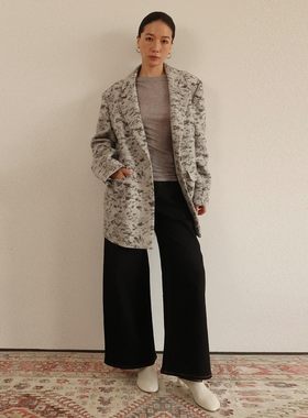 sesaar赛萨25秋冬新Joriel乔里尔呢西装款绵羊毛混纺雪花斑纹西服