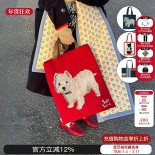 SoftServe柔软供应 26新款 sorbet小狗油画包复古单肩包帆布包