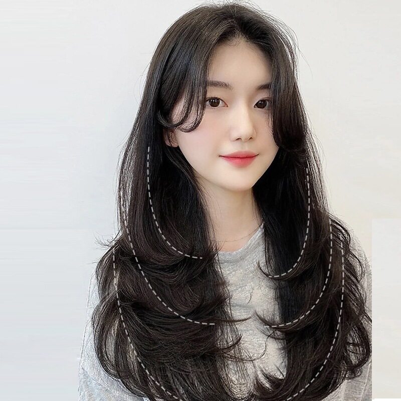 女士假发全真长卷发自然u型长发中长款头发贴片大波浪