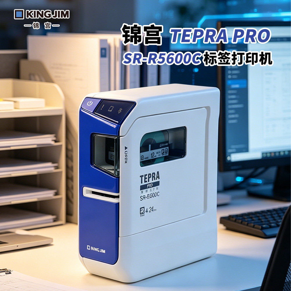 KINGJIM锦宫贴普乐SR-R5600C标签打印机有线USB+蓝牙双连接自动裁切刀双电源设计办公家用便携线缆标识标签机