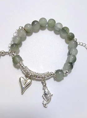 气质小鱼爱心吊坠手串