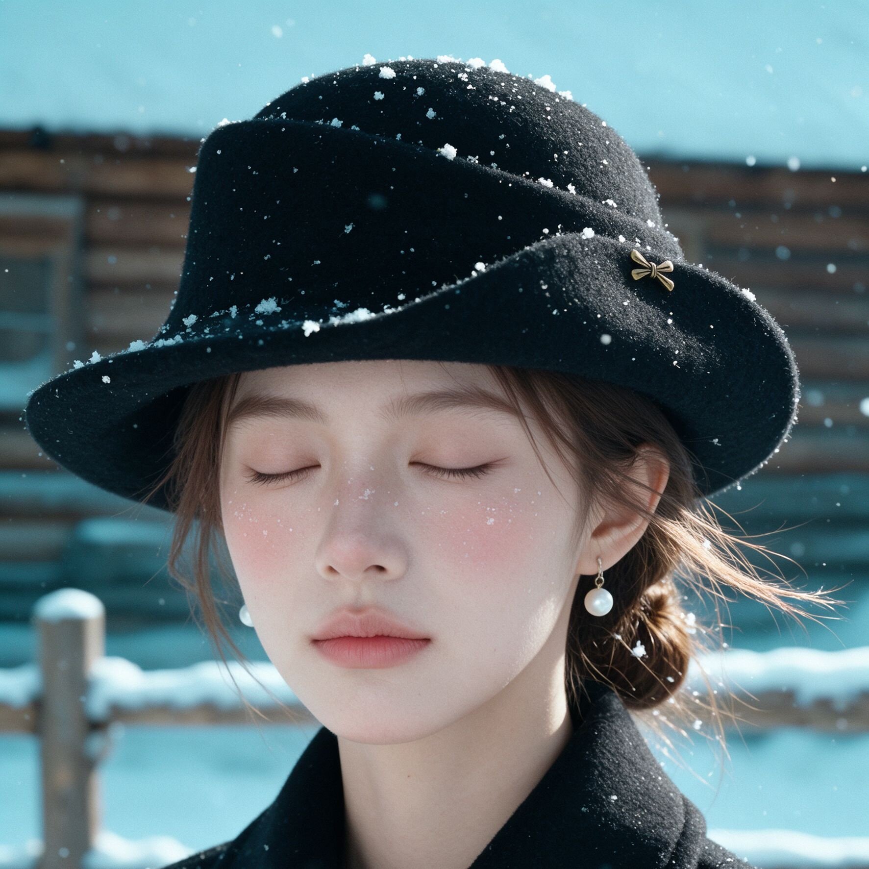 秋冬赫本风毛呢礼帽女金属蝴蝶结精致氛围感拍照显脸小女士帽子