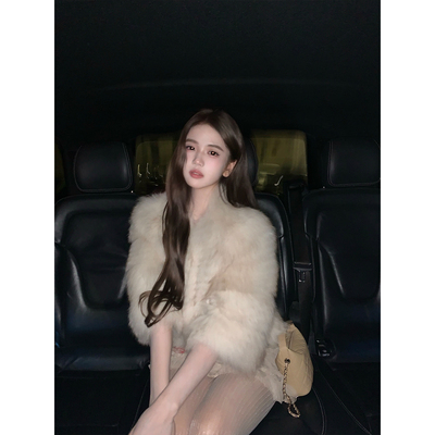 GYOKUU 【璀璨流光】2025aw 芬兰进口狐狸毛6分袖短款外套