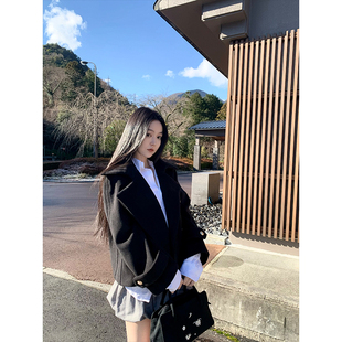 毛呢质感外套 黑色学院款 GYOKUU 2025ss