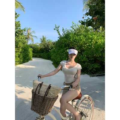 GYOKUU 【baby feel】2025ss 黑/白V领天丝羊毛薄款短袖T恤