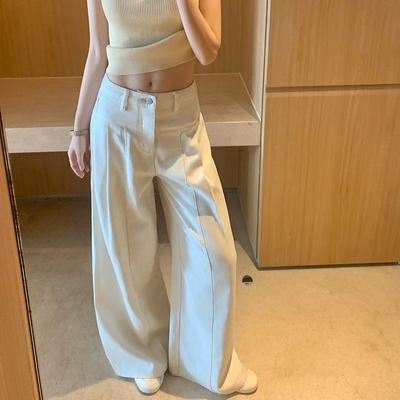 GYOKUU 本白色直筒阔腿牛仔裤