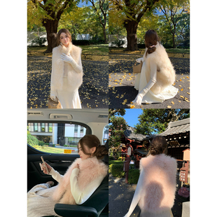 山羊绒柔软亲肤保暖皮草马甲 2025aw GYOKUU 淡颜天菜