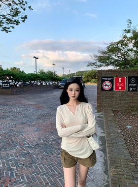 GYOKUU【初秋的傍晚】2025aw 天丝亚麻剪刀领长袖针织衫