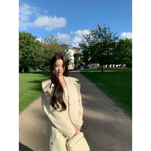 浅杏色中长款 2025ss 风衣外套 雾白清秋 GYOKUU