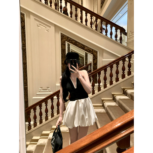 黑白拼色系带连衣裙 2025ss GYOKUU 邂逅巴黎