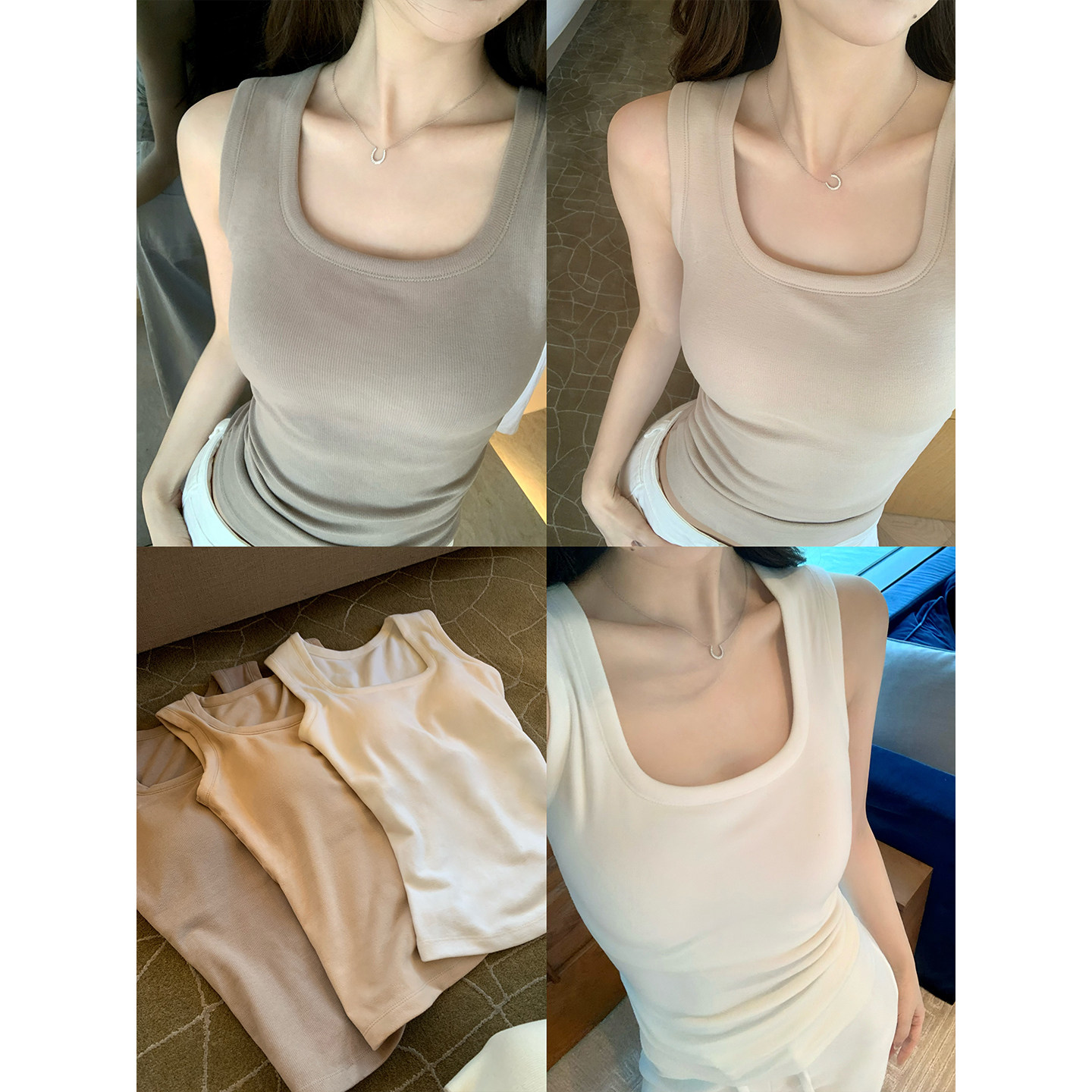 GYOKUU【绒感发热黑科技】2026ss 德绒弹力磨毛含胸垫背心,女装/女士精品,背心吊带,淘宝优惠券,粉丝福利购,淘宝优惠卷