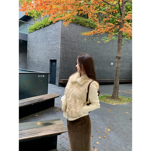 GYOKUU 【可卡布】托斯卡纳皮毛一体拼接可脱卸针织袖皮草外套