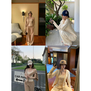 直筒长裤 GYOKUU 深V连帽弹力针织上衣 2026ss 穿不腻套装