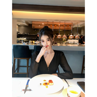 GYOKUU 【Fine Dining】2026ss 黑色收腰雪纺连衣裙
