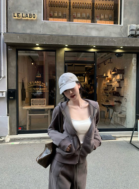 GYOKUU 【不费力穿搭】烟灰色加绒款卫衣 卫裤套装