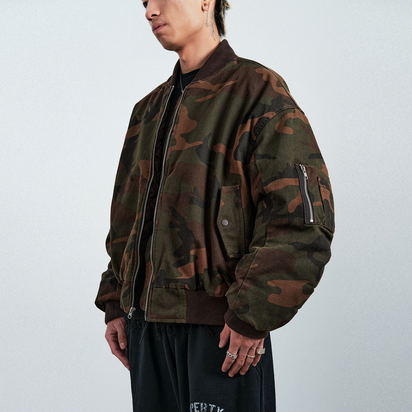 美式短款MA1加厚迷彩BOMBER外套