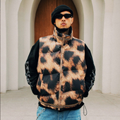 ODx SWFI远东联名YOUTH&SPIRIT系列豹纹异形车线绒立领羽绒棉马甲