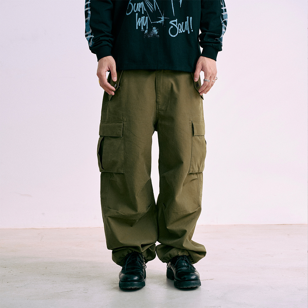 水洗直筒廓形美式M65工装伞兵裤