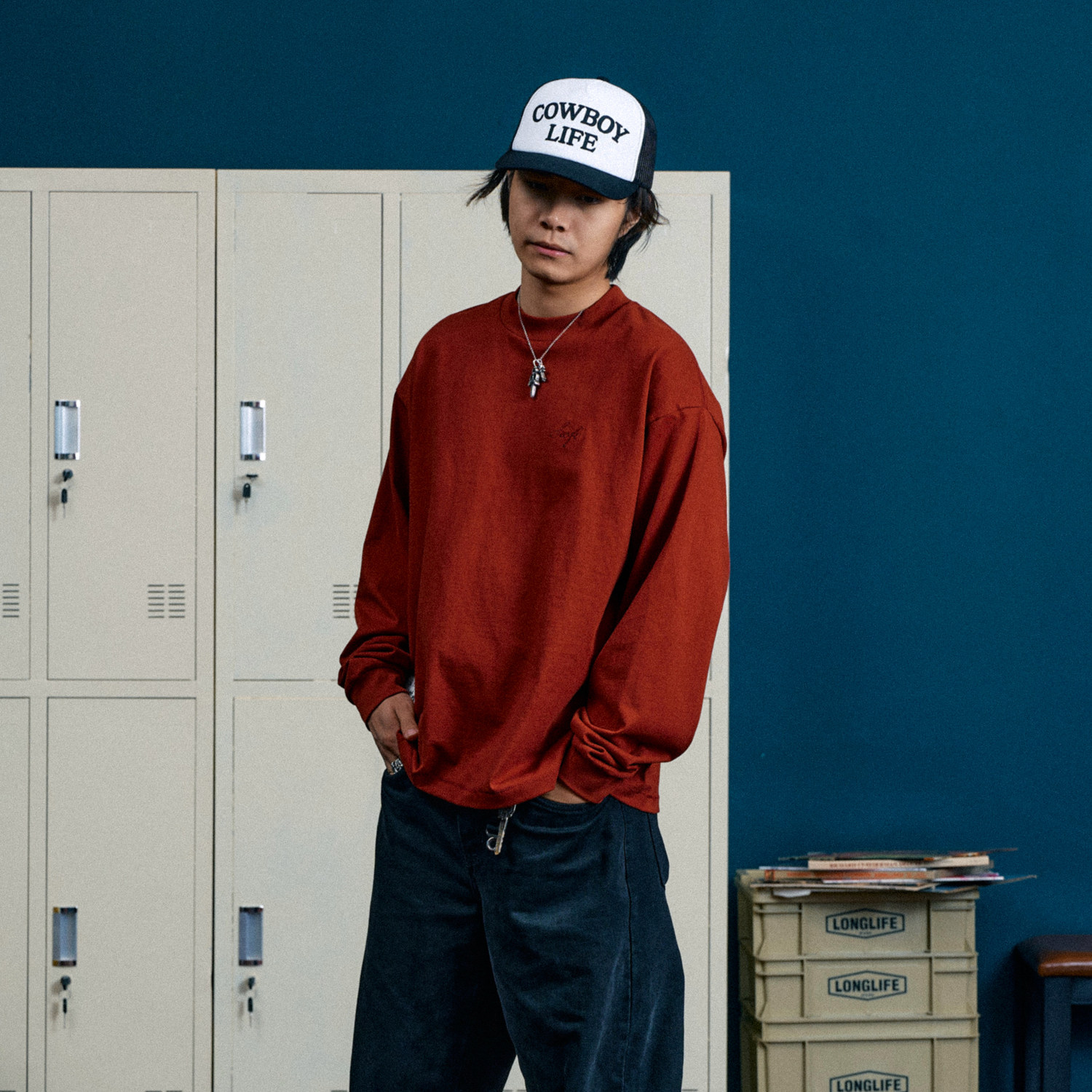 SWFI远东 25AW 贴布基础款小领口美式重磅纯棉刺绣boxy长袖T恤,男装,T恤,淘宝优惠券,粉丝福利购,淘宝优惠卷