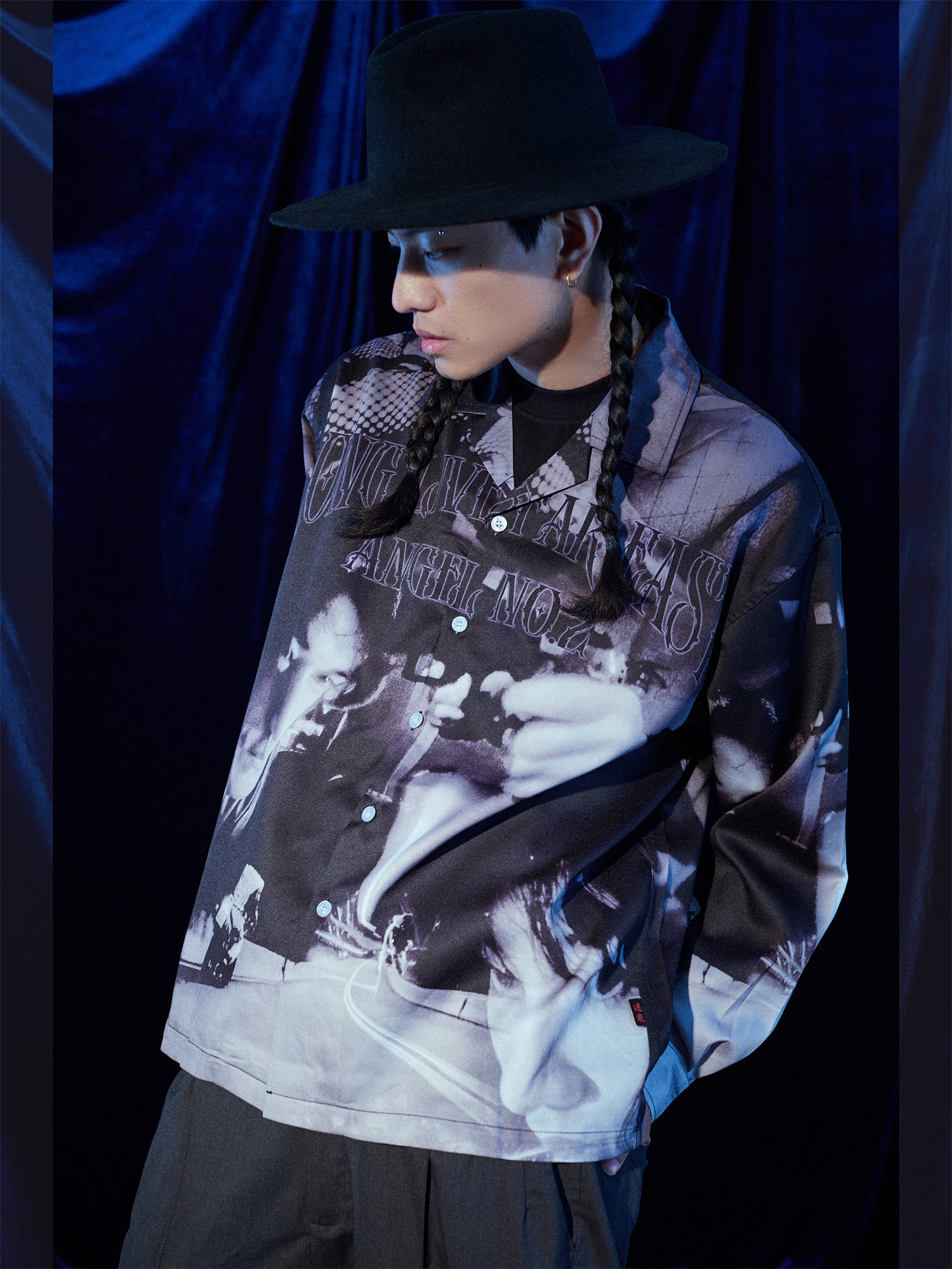 the alley 远东 22aw 秋冬新款国潮街头情侣满印堕落天使长袖衬衫