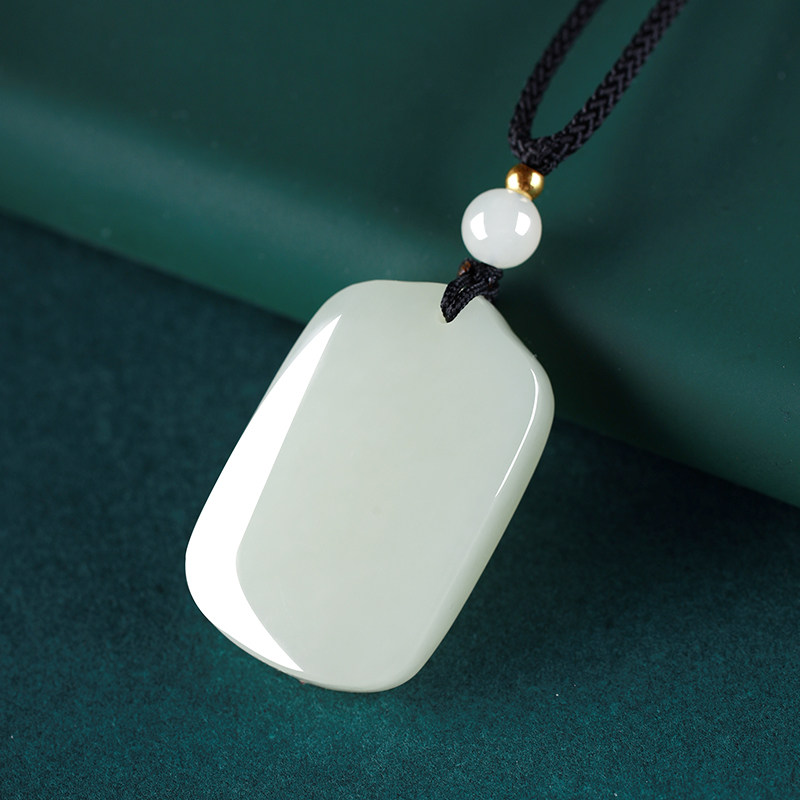 和田玉平安无事牌吊坠男女无字吊牌白玉石高档挂件项链平安牌礼物