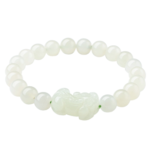 招财小霸王貔貅手链男女款和田玉皮丘圆珠手串款佛珠情侣转运白玉