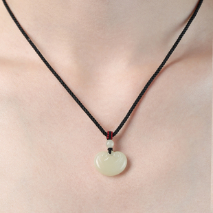 和田玉平安如意锁吊坠儿童长命锁男宝宝玉石玉坠玉锁项链玉佩女童