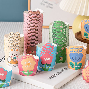 卡通熊兔猫狗纸杯蛋糕马芬杯烘焙纸托包装盒杯子蛋糕花朵纸杯蛋糕