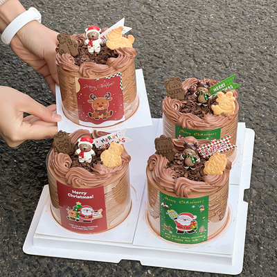 圣诞节蛋糕装饰卡通围巾麋鹿小熊