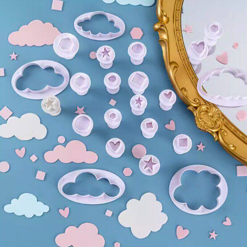 烘焙工具基础造型简单几何图形按压式饼干模具印花翻糖塑料切模