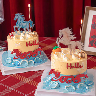 马到成功马亚克力蛋糕装饰插牌hello2026跨年夜新春甜品烘焙插件