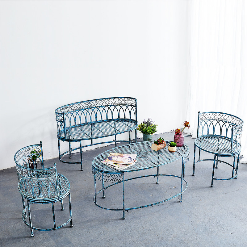 美式复古铁艺做旧桌椅 阳台庭院别墅咖啡馆花店休闲桌椅花园装饰在类目 住宅家具, 户外/庭院家具, 桌椅套件中 - 来自Buy2taobao.com提供专业的淘宝代购服务
