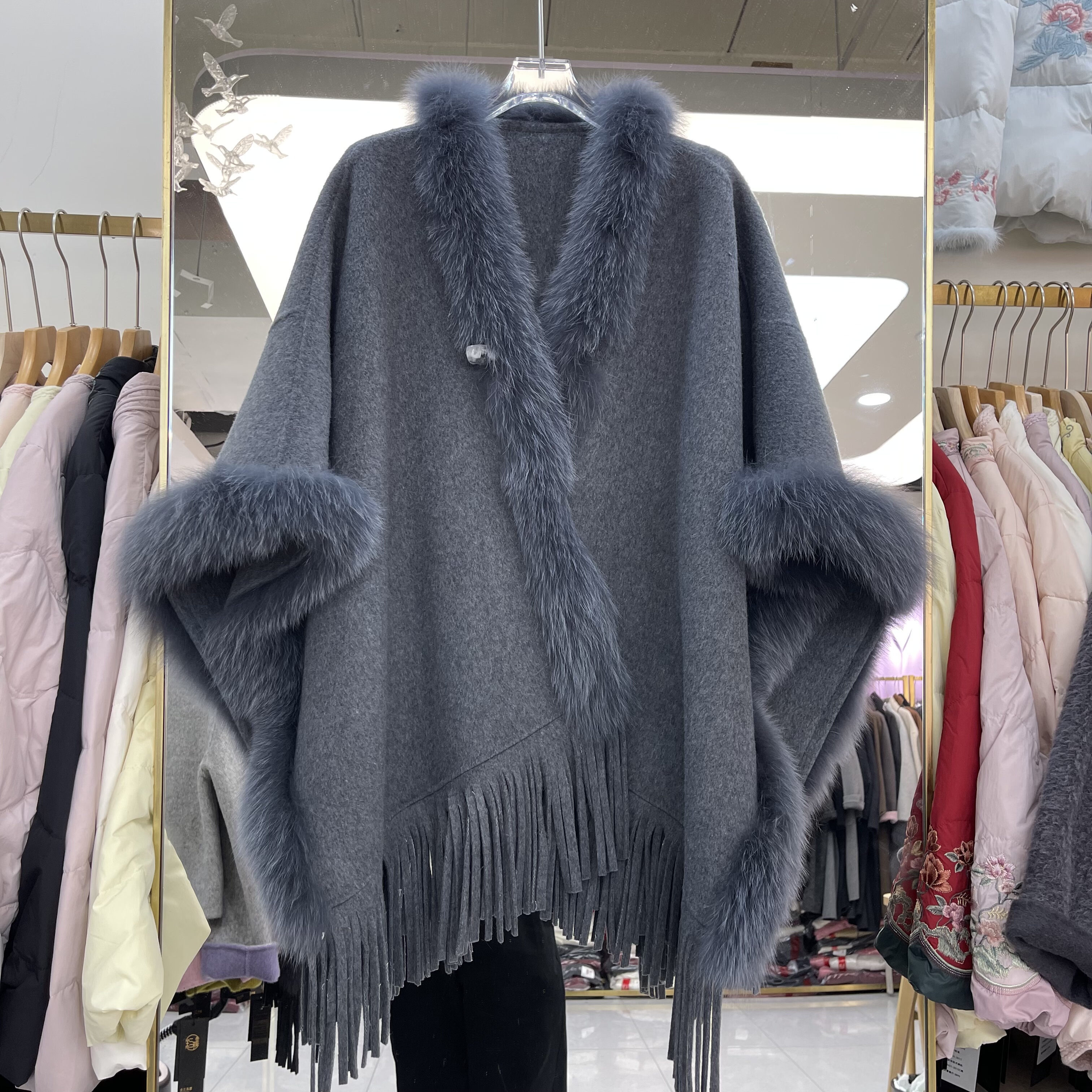 2025冬季新款双面羊绒大衣女中长款韩版宽松显瘦羊毛呢外套斗篷